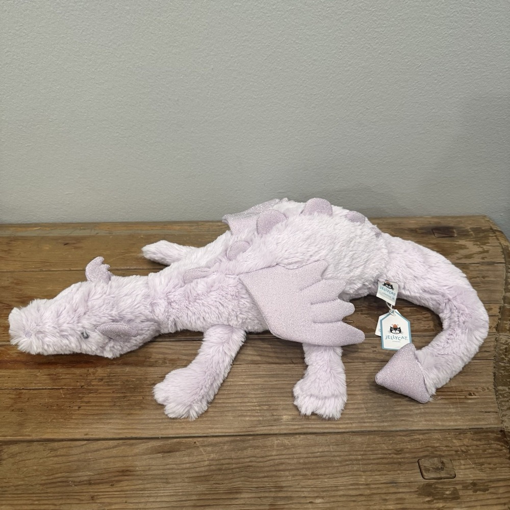 Jellycat Lavender Dragon Huge 20" Unisex One Size Purple New Shimmer Wings